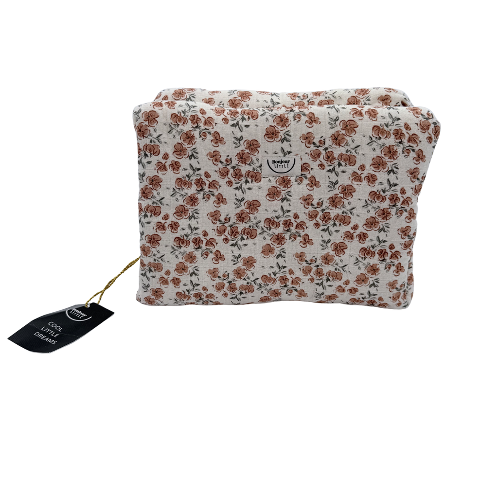 Trousse de toilette fleurie écru