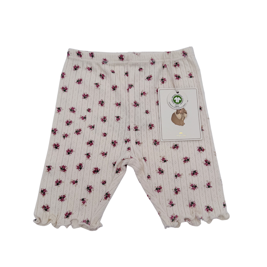 Short legging côtelé imprimé fleuri — 12 mois