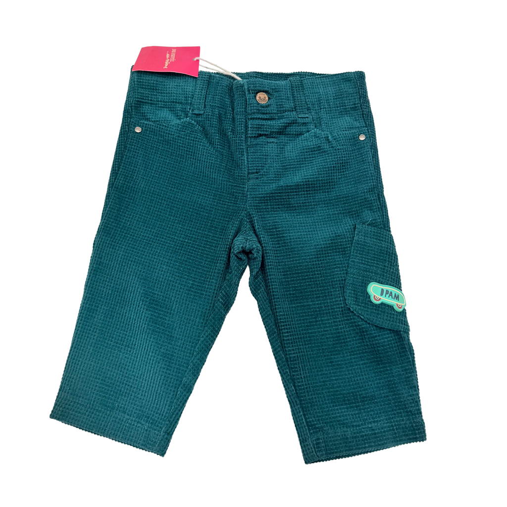 Pantalon vert canard en velours côtelé à poche cargo - 6 mois