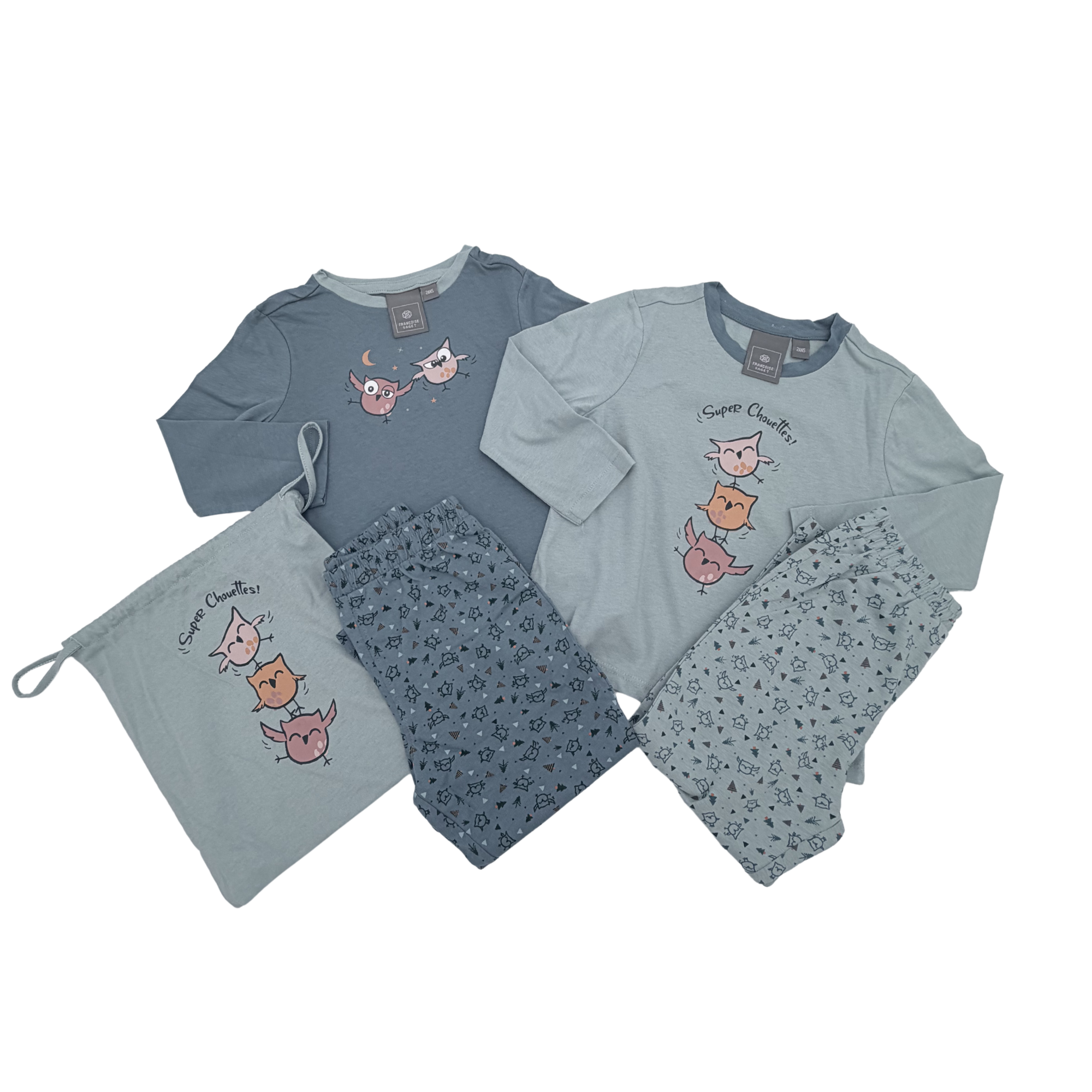 Lot de 2 pyjamas 2 pièces chouettes — 2 ans