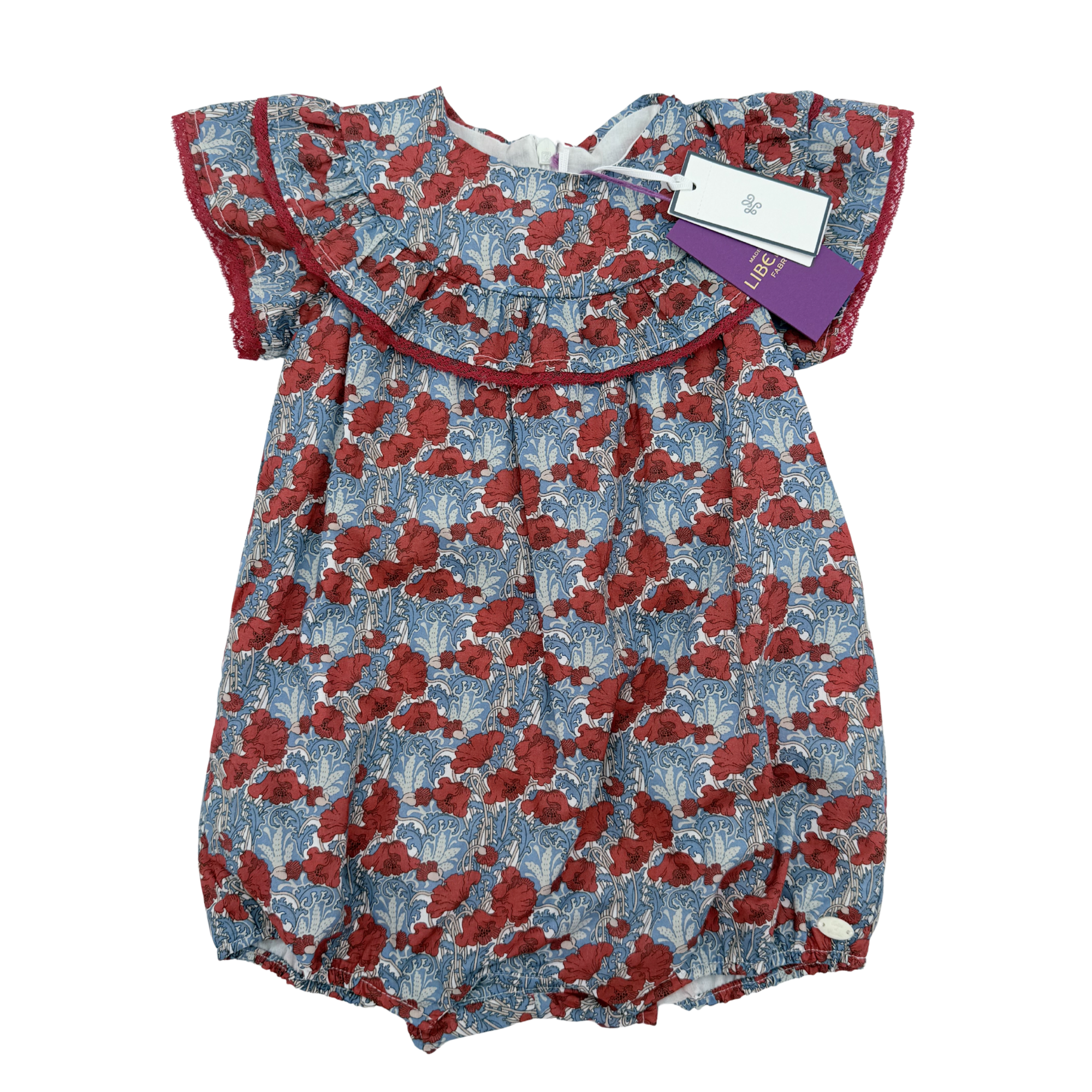 Barboteuse liberty bleu et rouge - 6 mois