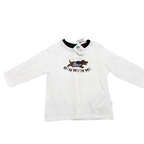 T-shirt blanc manches longues chien “Run with me” — 6 mois