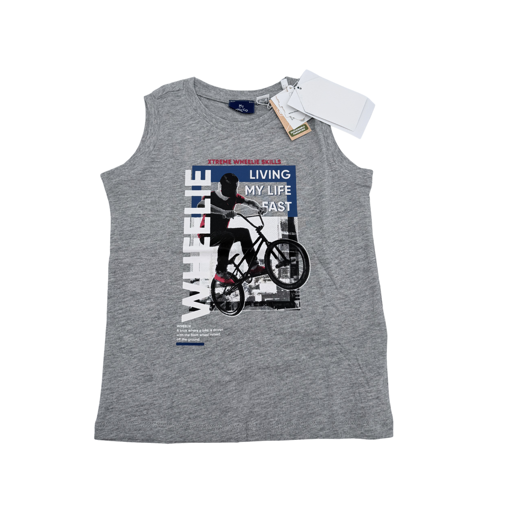 Débardeur gris imprimé vélo — 4 ans