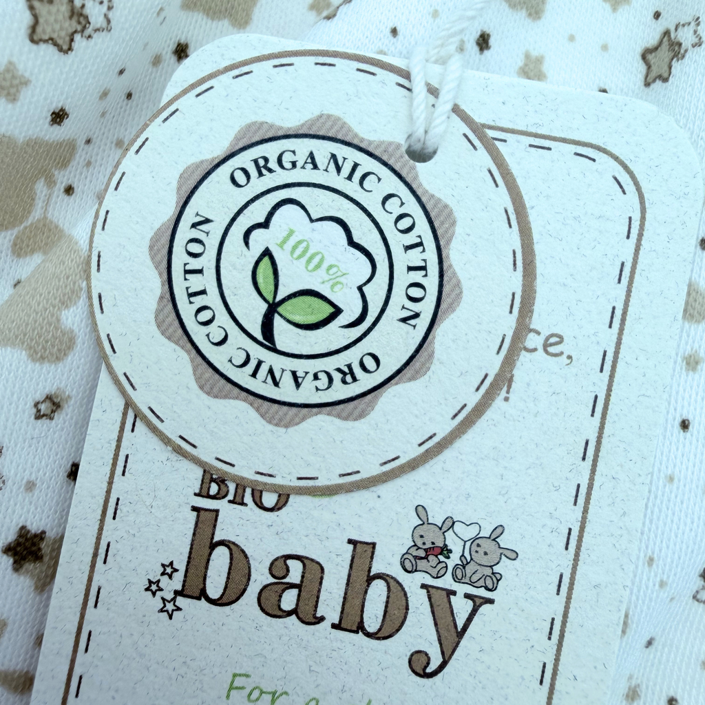 Body cache-cœur bébé bio imprimé oursons et étoiles — 1-3 mois