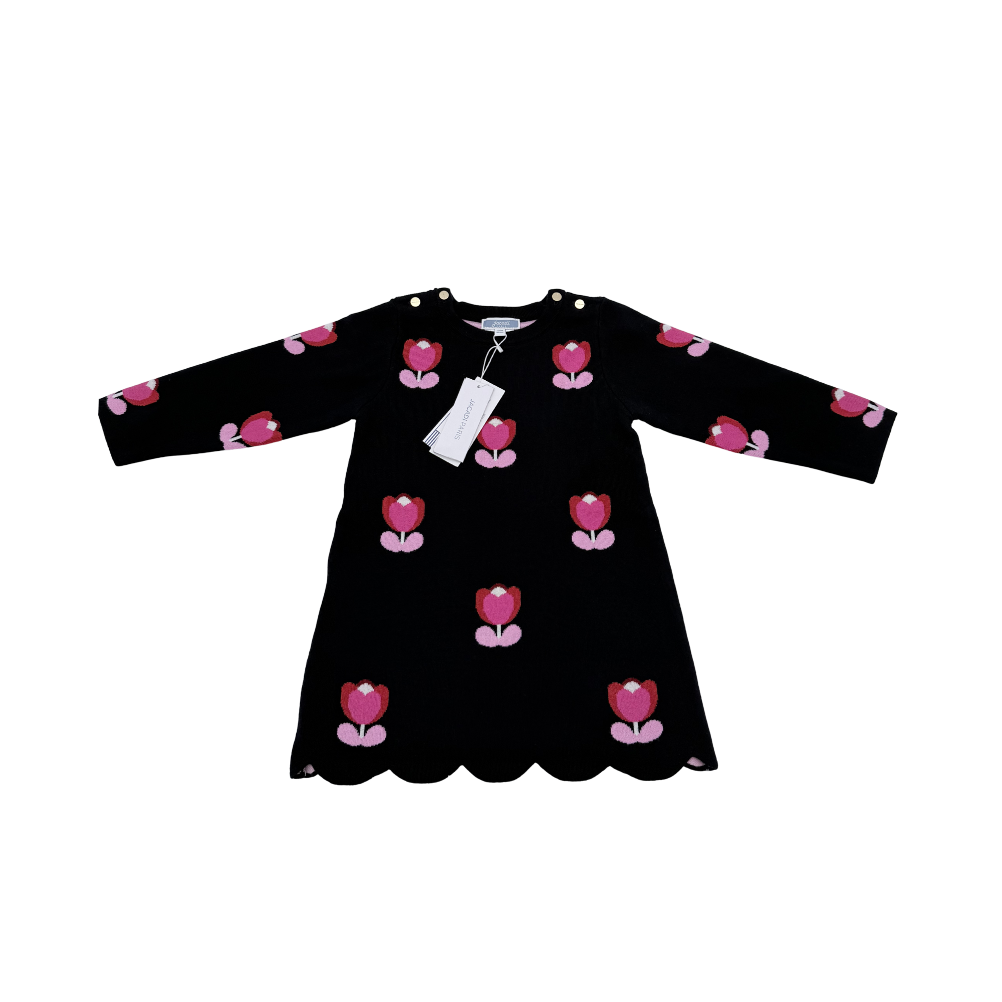 Robe maille bleue imprimé fleurs — 24 mois