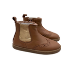 Bottines premiers pas en cuir marron doré - 25