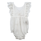 Barboteuse blanche broderie anglaise — 6 mois