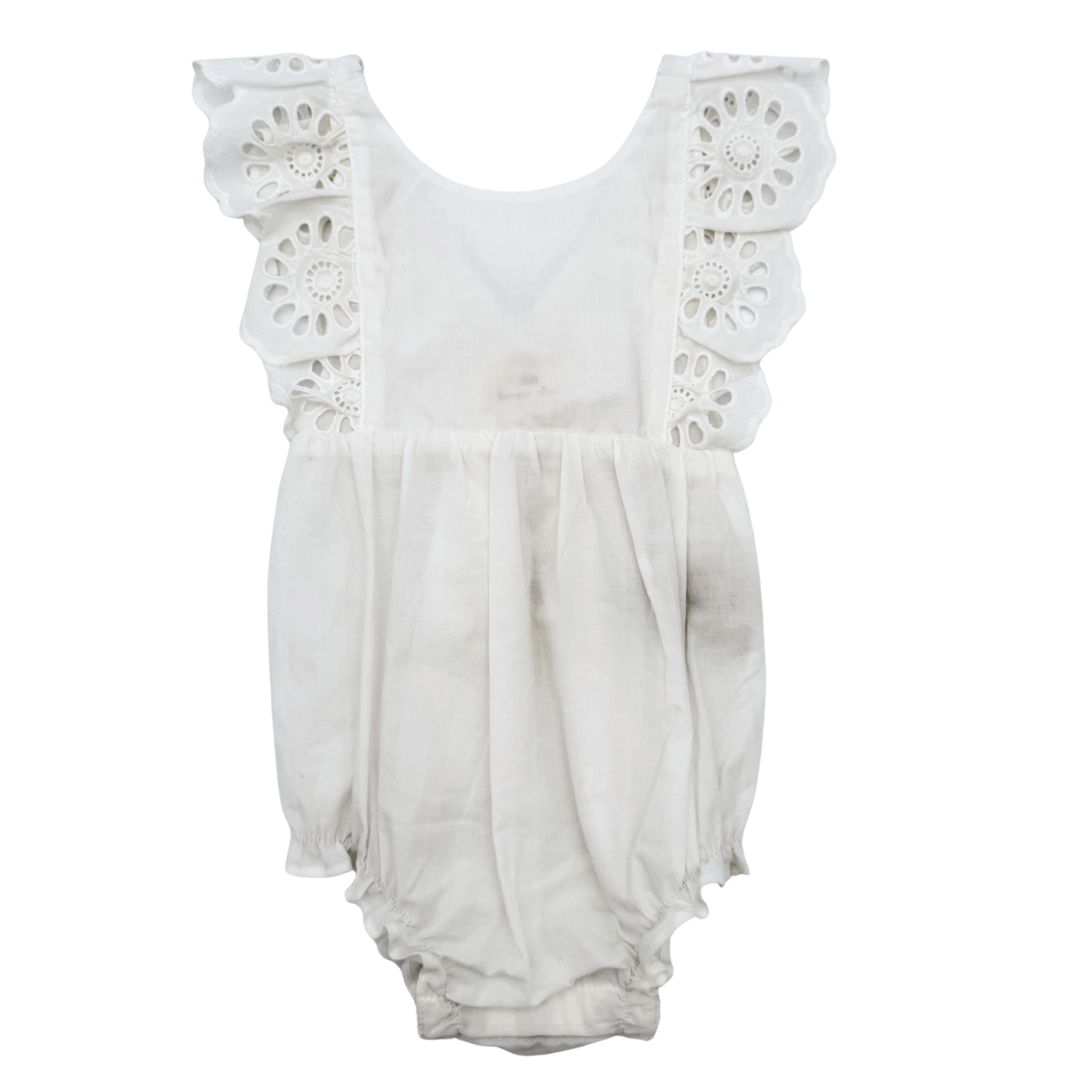 Barboteuse blanche broderie anglaise — 6 mois