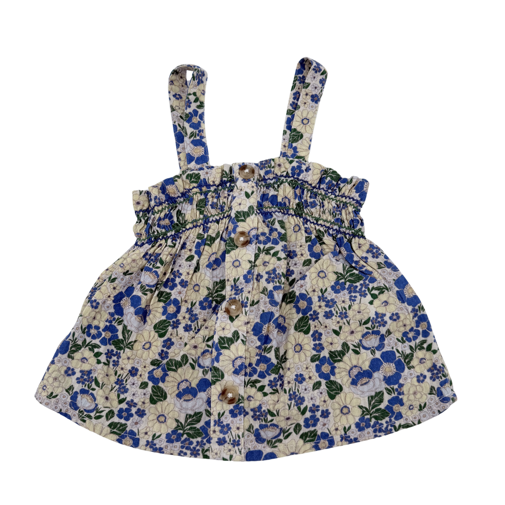 Top à bretelles imprimé fleurs bleues — 3 ans
