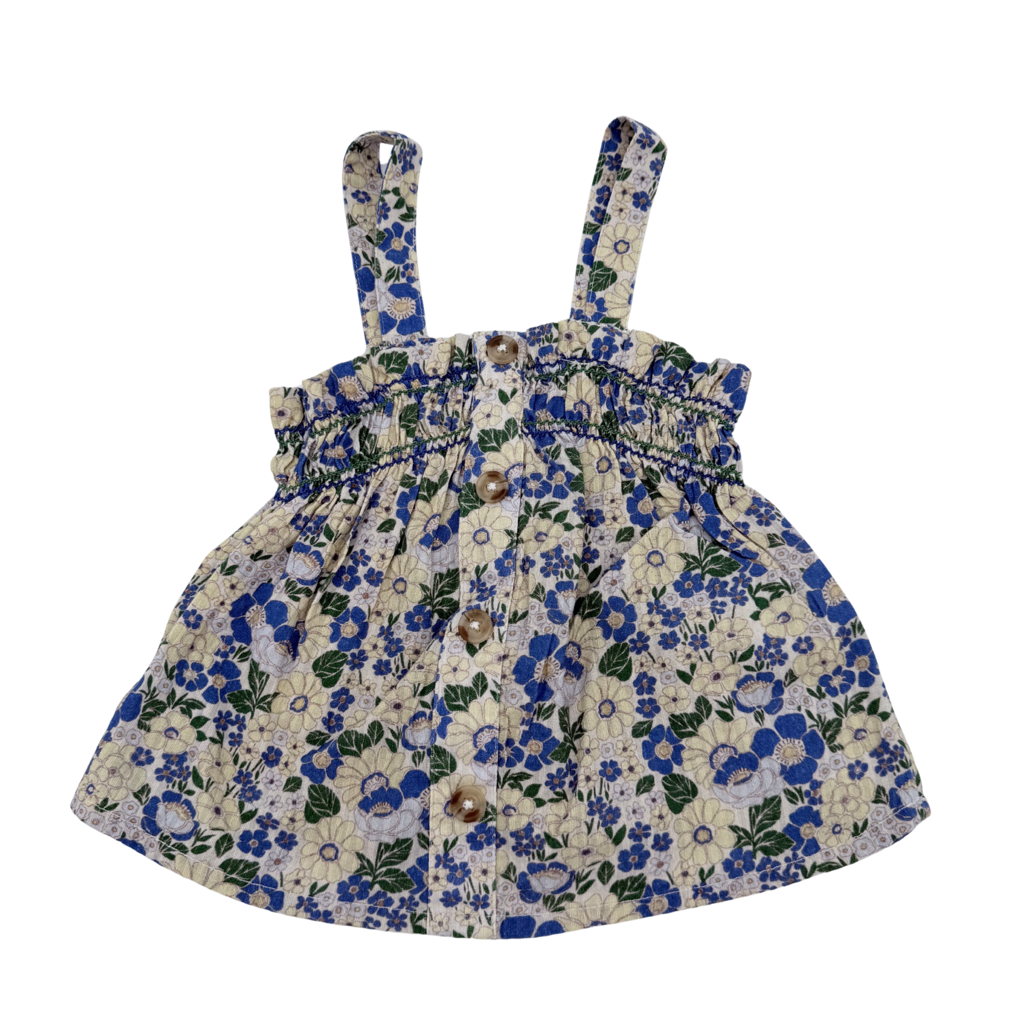 Top à bretelles imprimé fleurs bleues — 3 ans