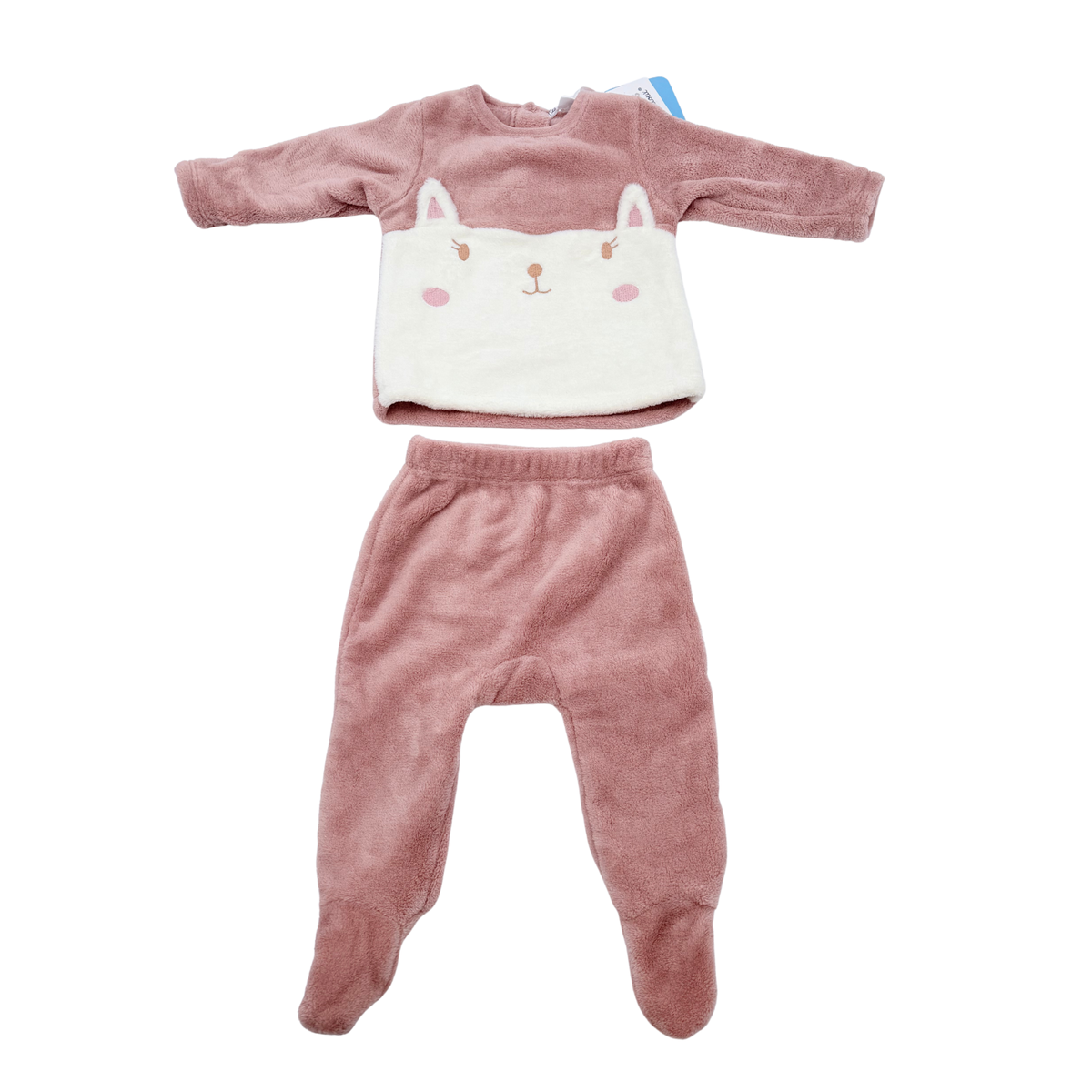 Pyjama bébé deux pièces rose motif chat - 6 mois