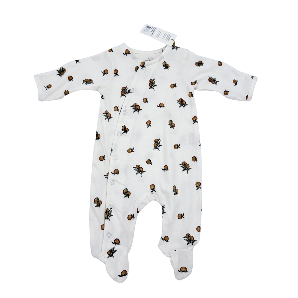 Pyjama blanc imprimé petites oranges — naissance
