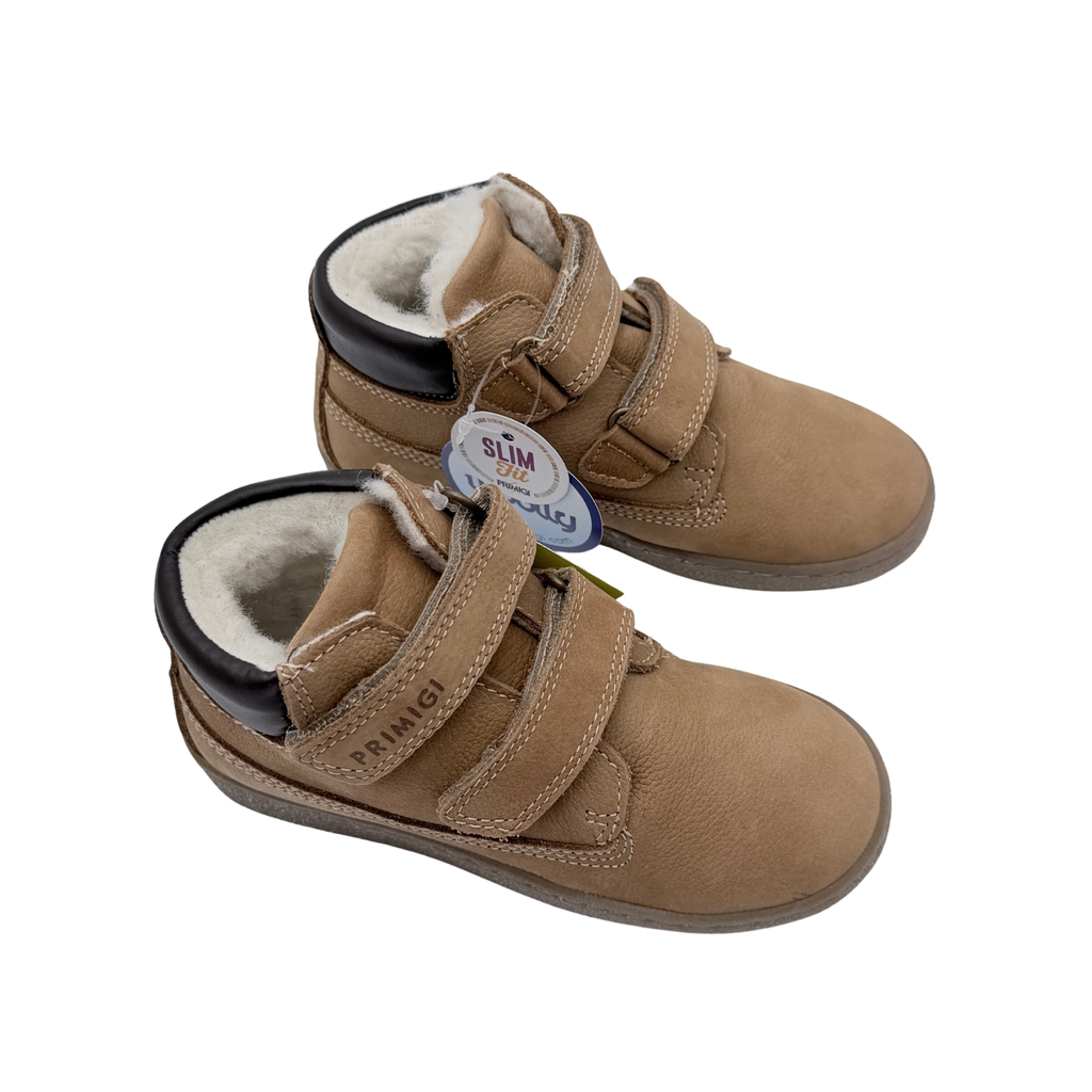 Bottines enfant camel fourrées à scratchs - 29