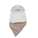 Lot de 2 bavoirs bandana rose et écru