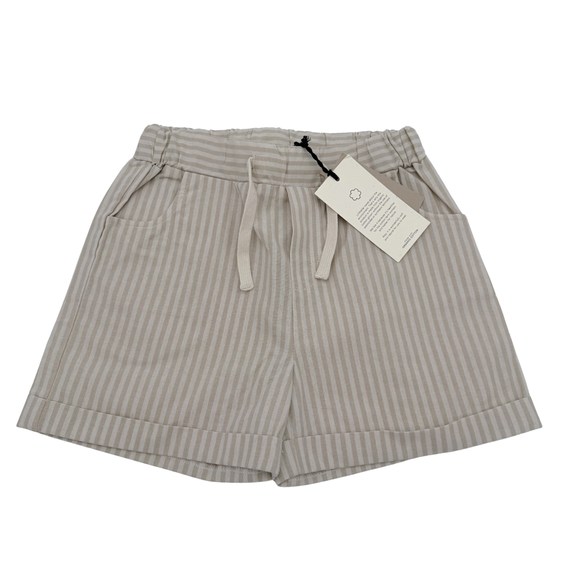 Short rayé écru en coton biologique — 5-6 ans