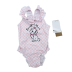 Maillot de bain rose à carreaux et volants — 36 mois