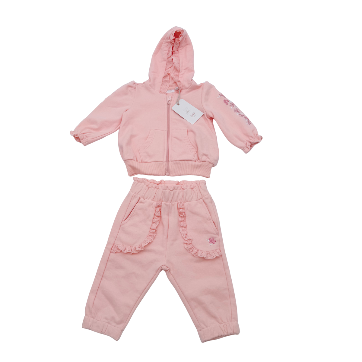 Ensemble bébé rose avec sweat à capuche et pantalon - 1-3 mois