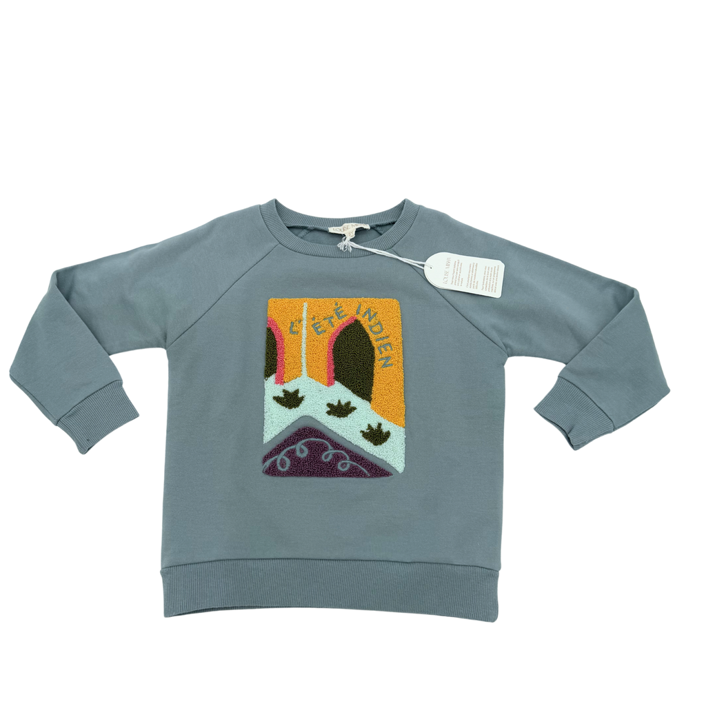 Sweat bleu grisé illustration texturée — 3 ans