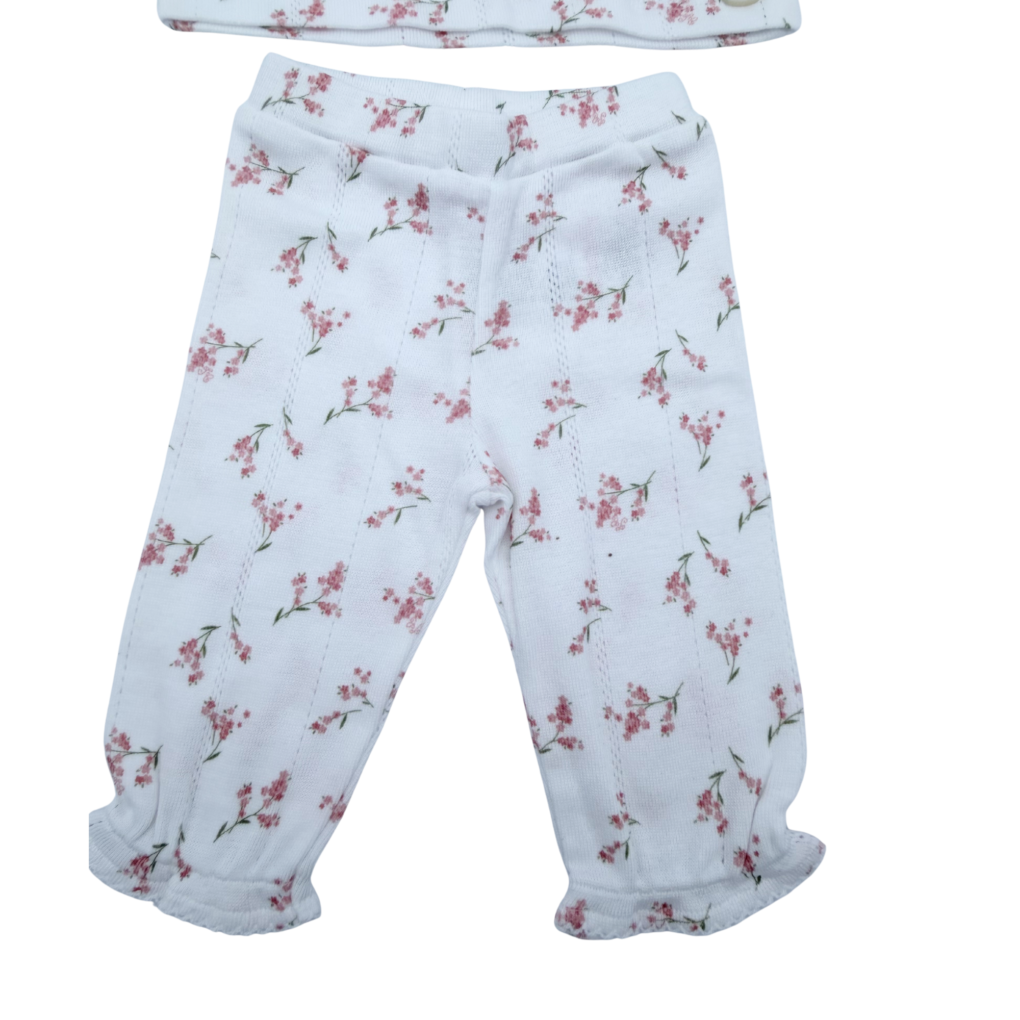 Ensemble blanc imprimé fleurs — 3 mois