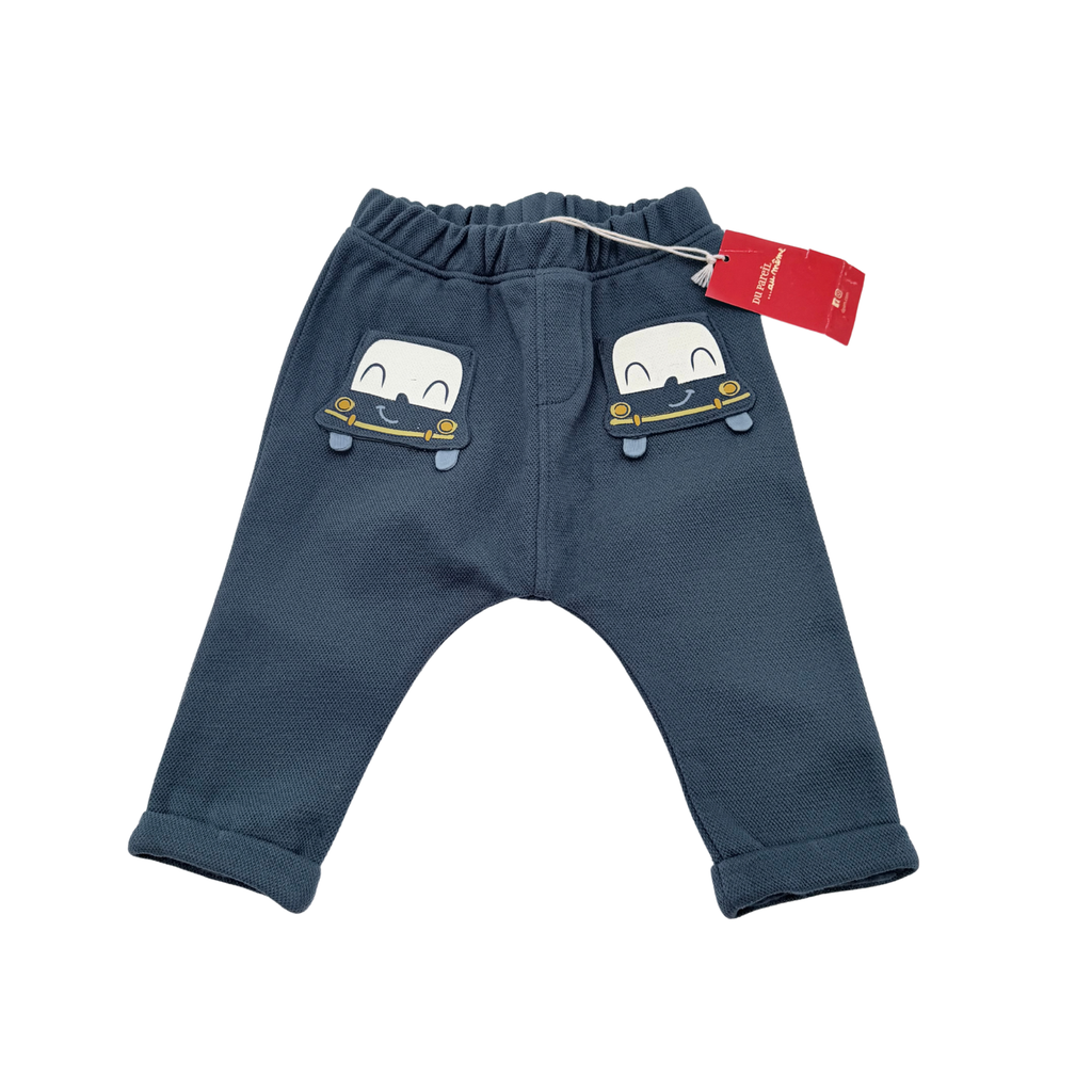 Pantalon bébé bleu marine avec poches voitures - 9 mois