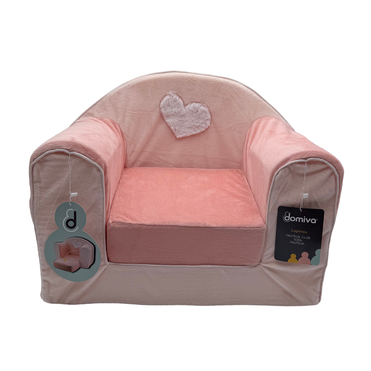 Fauteuil club enfant convertible rose