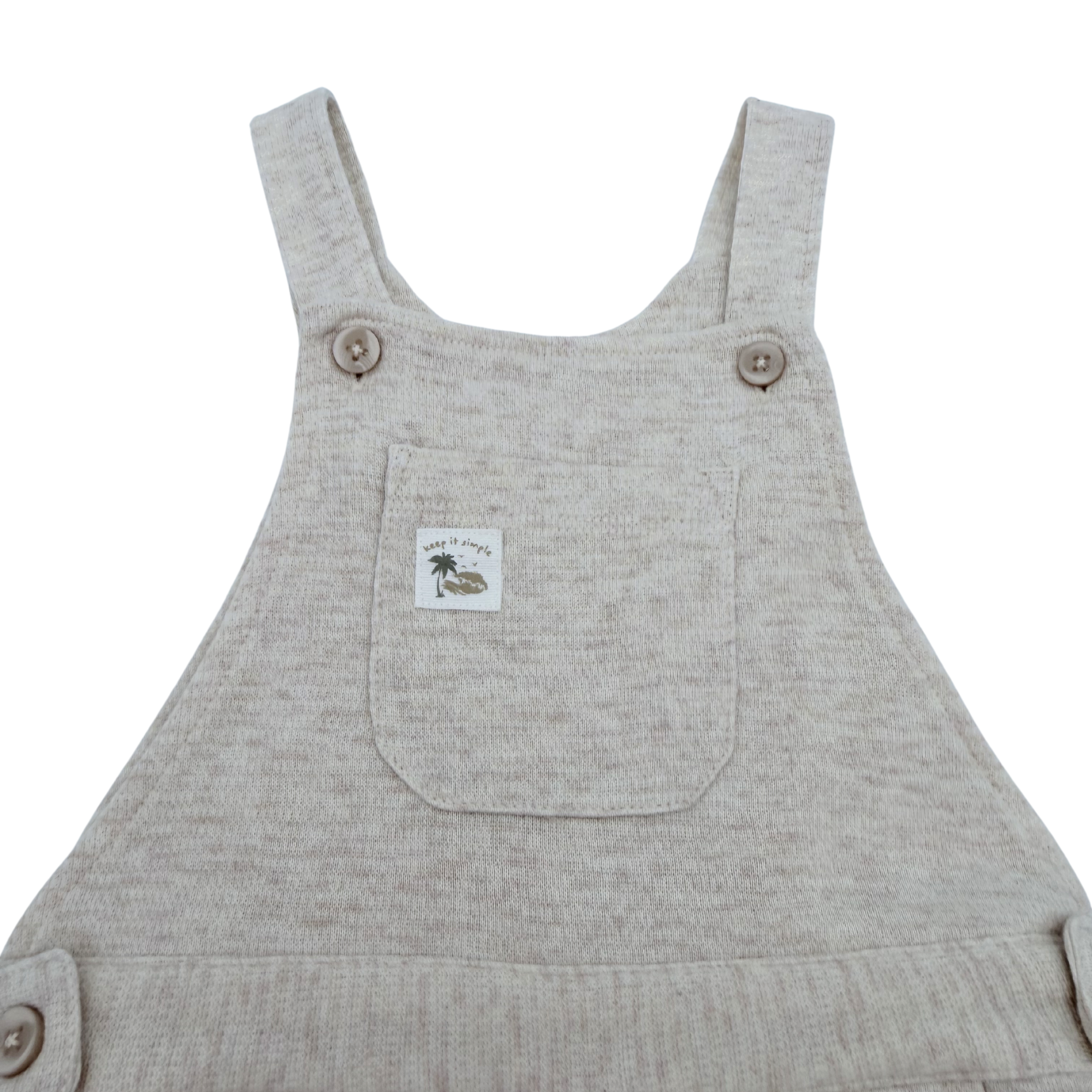 Salopette short beige chiné — 12-18 mois
