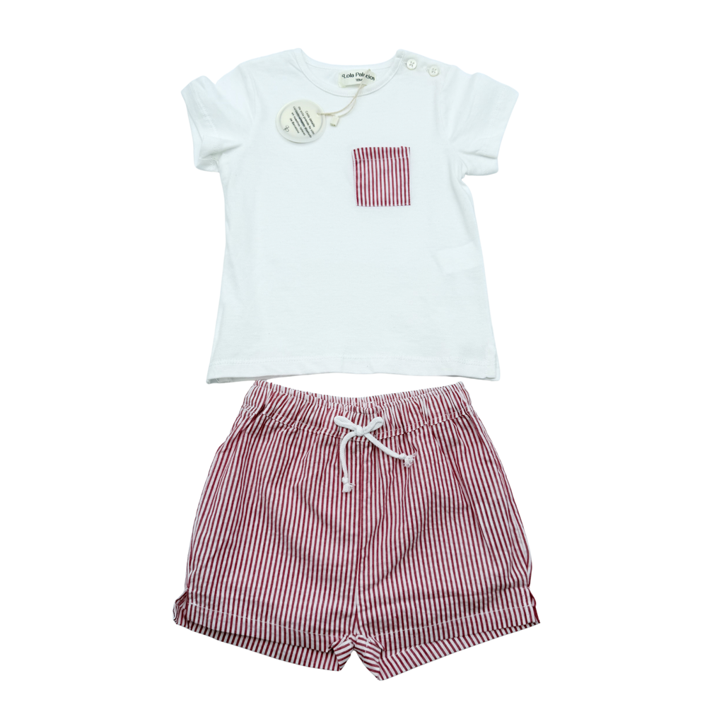 Ensemble t-shirt et short rayé – 18 mois