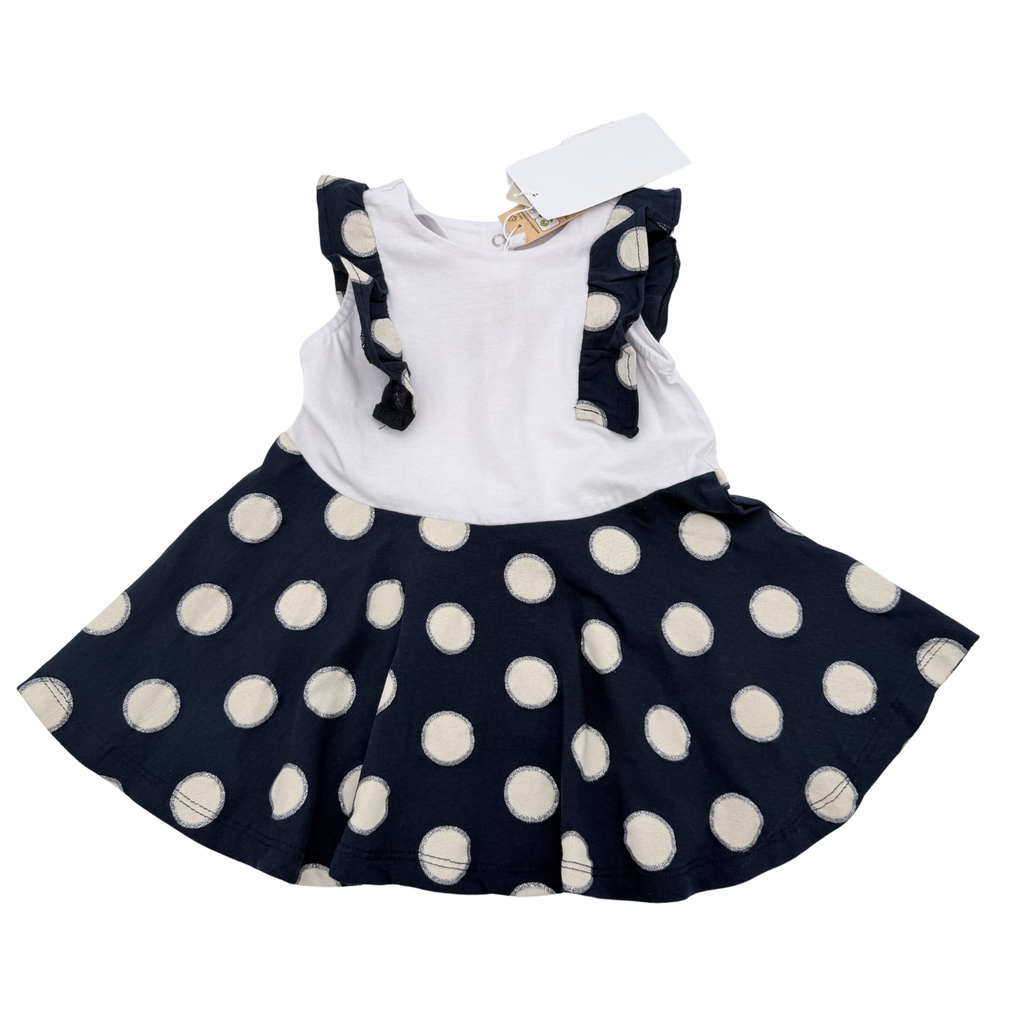 Robe à pois bleu marine et blanc — 9 mois