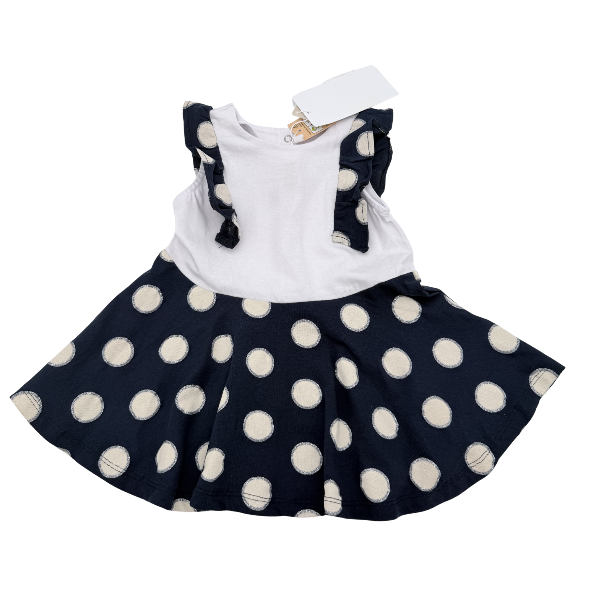 Robe à pois bleu marine et blanc — 9 mois
