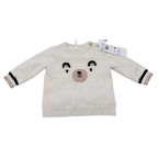 Pull bébé écru motif ours - 3 mois