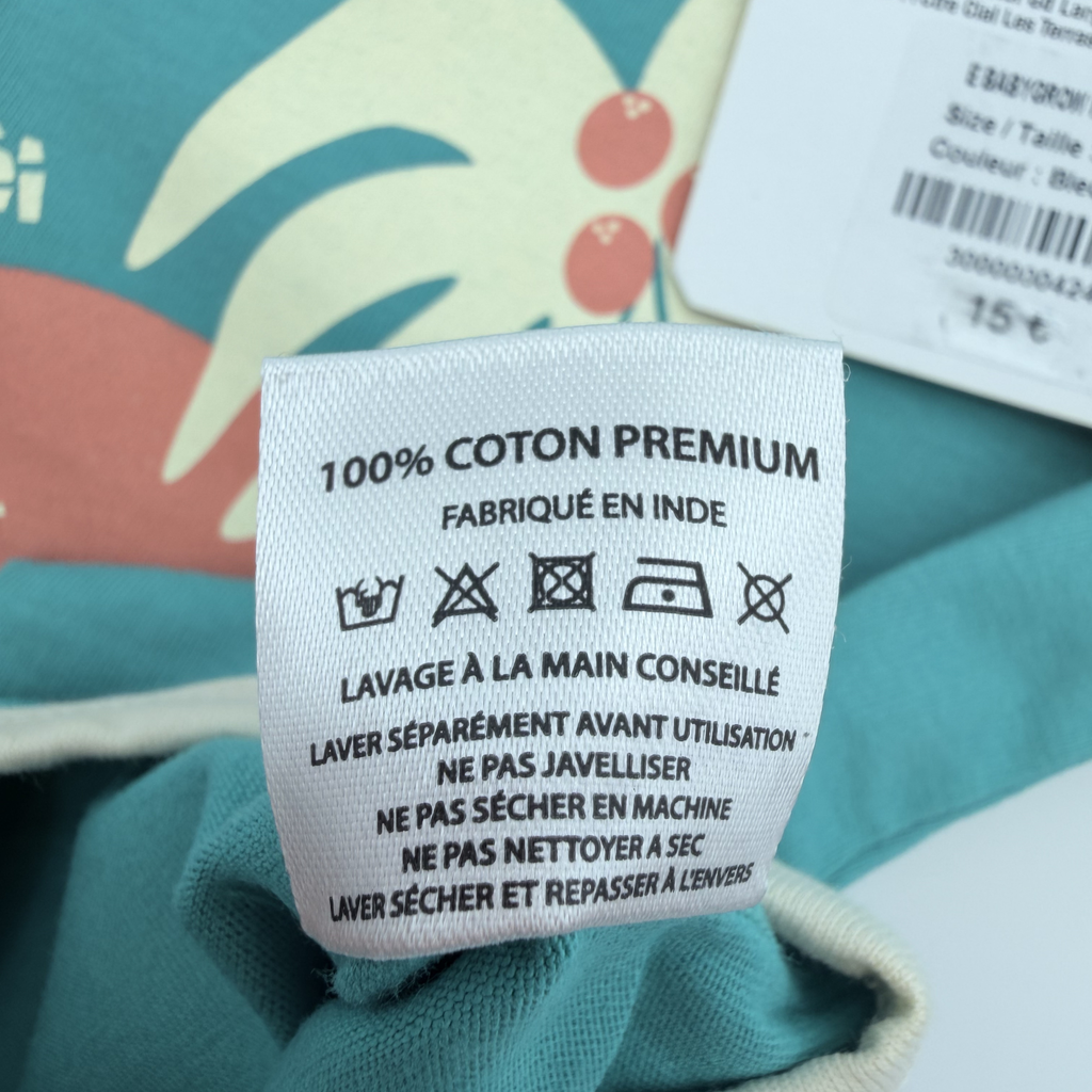 Body turquoise imprimé île et tortue — 6-12 mois
