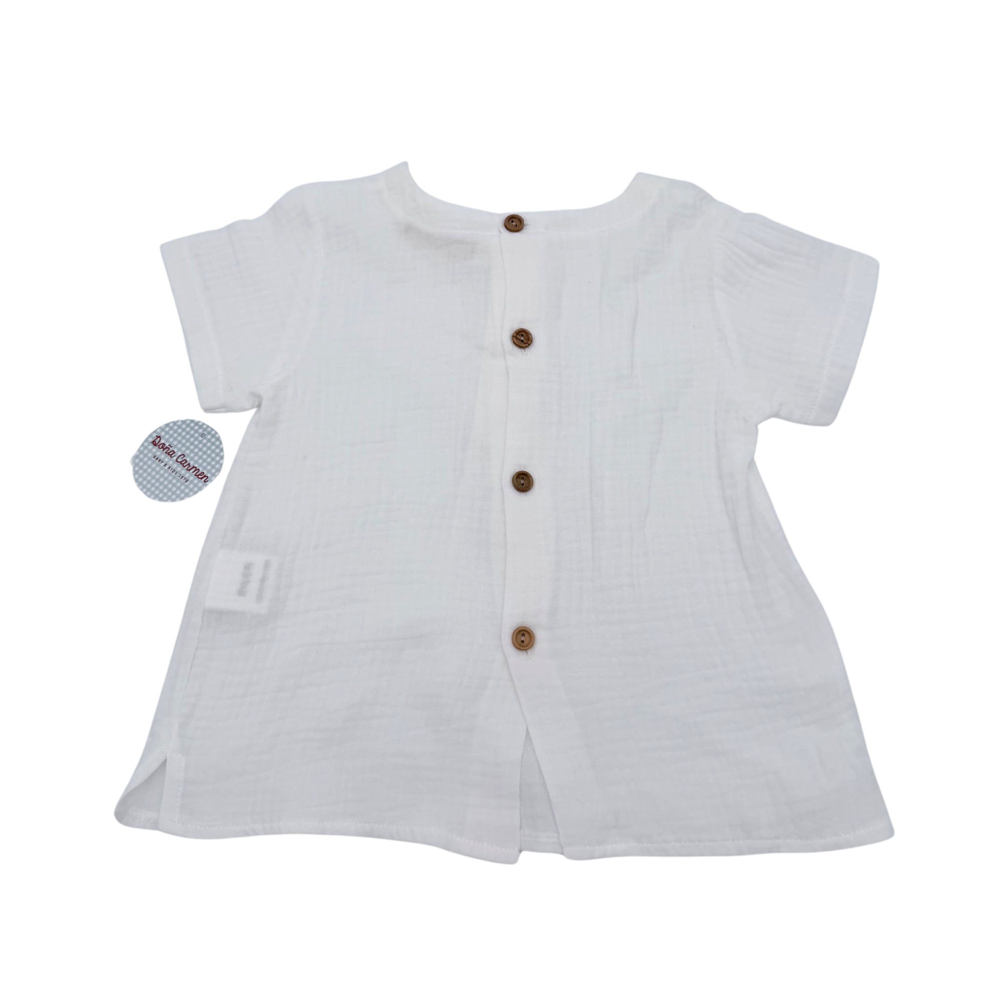Blouse gaze de coton blanche — 24 mois