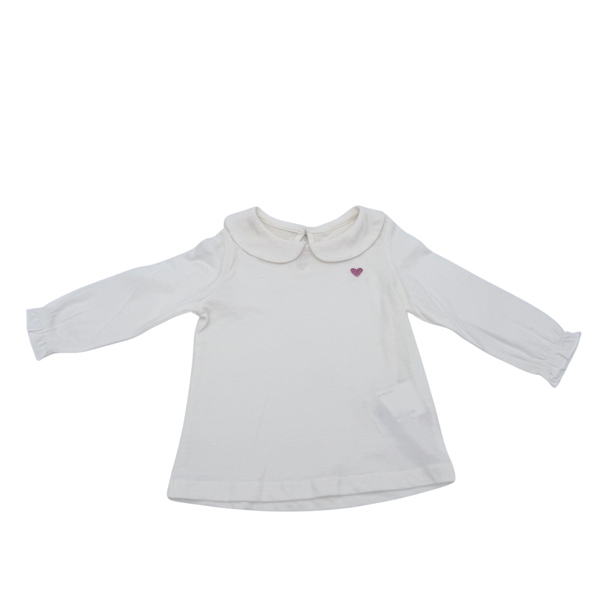 T-shirt blanc col Claudine - 6 mois