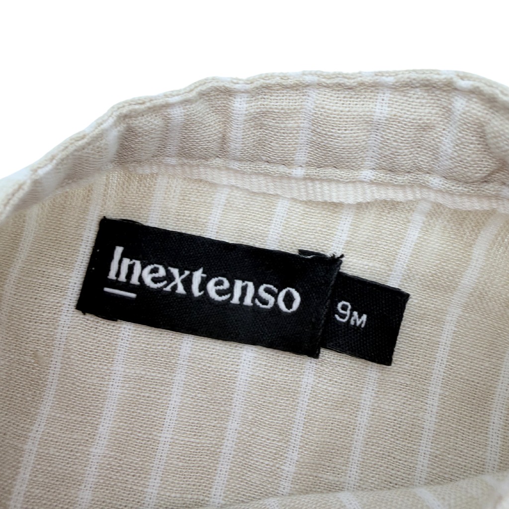 Chemise rayée beige et blanche — 9 mois