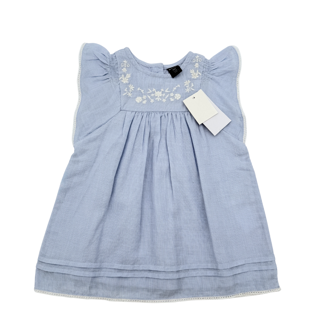 Robe bébé brodée bleu ciel — 9 mois