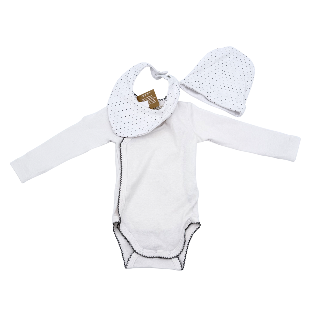 Body avec bonnet & bavoir assortis — 3 mois
