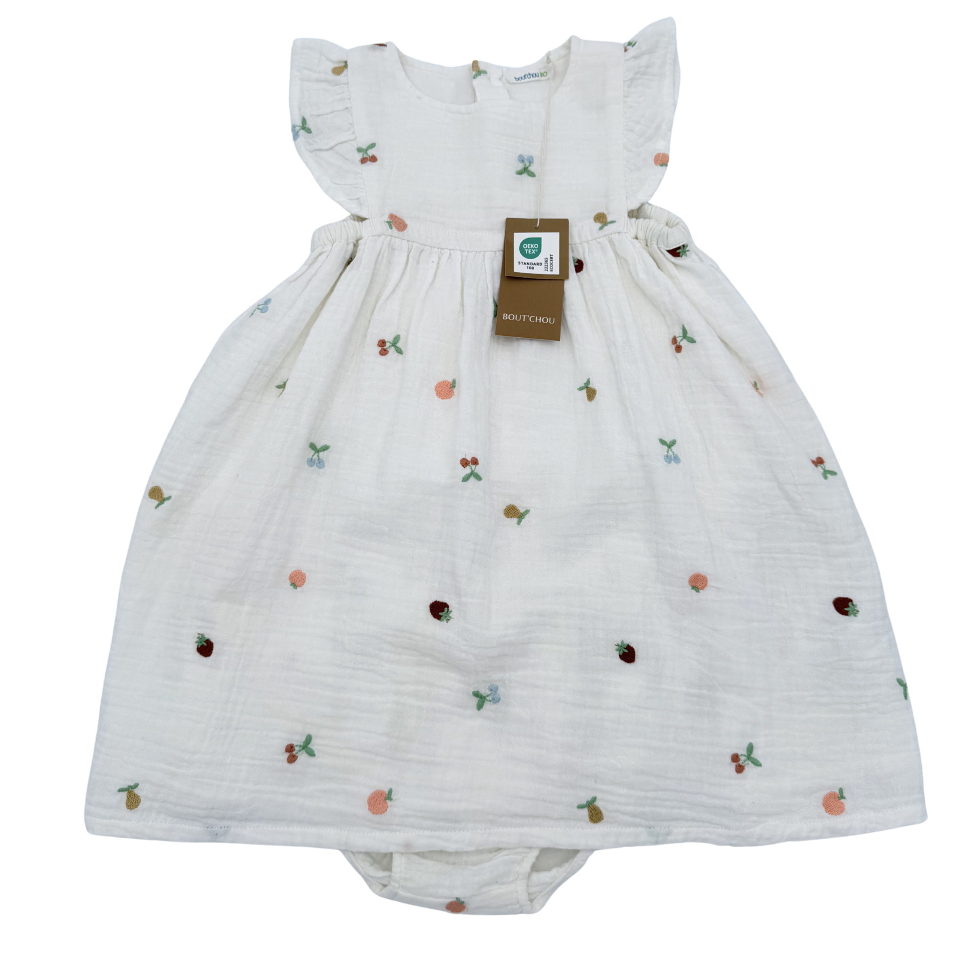 Robe gaze de coton fruits brodés — 18 mois