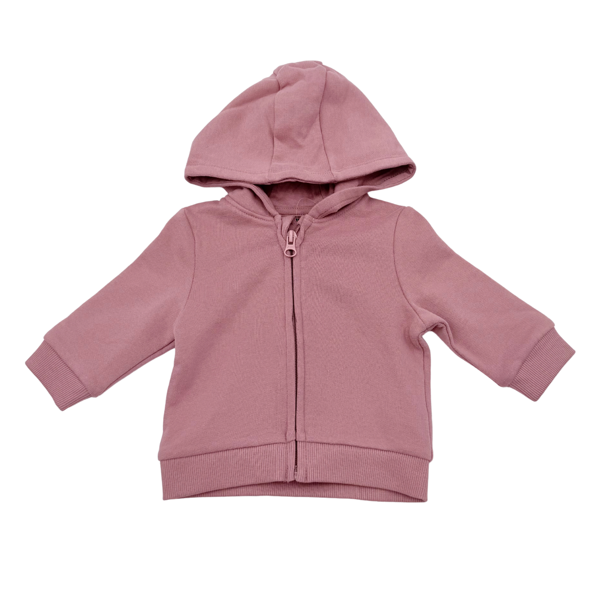 Sweat zippé bébé rose à capuche -  3 mois