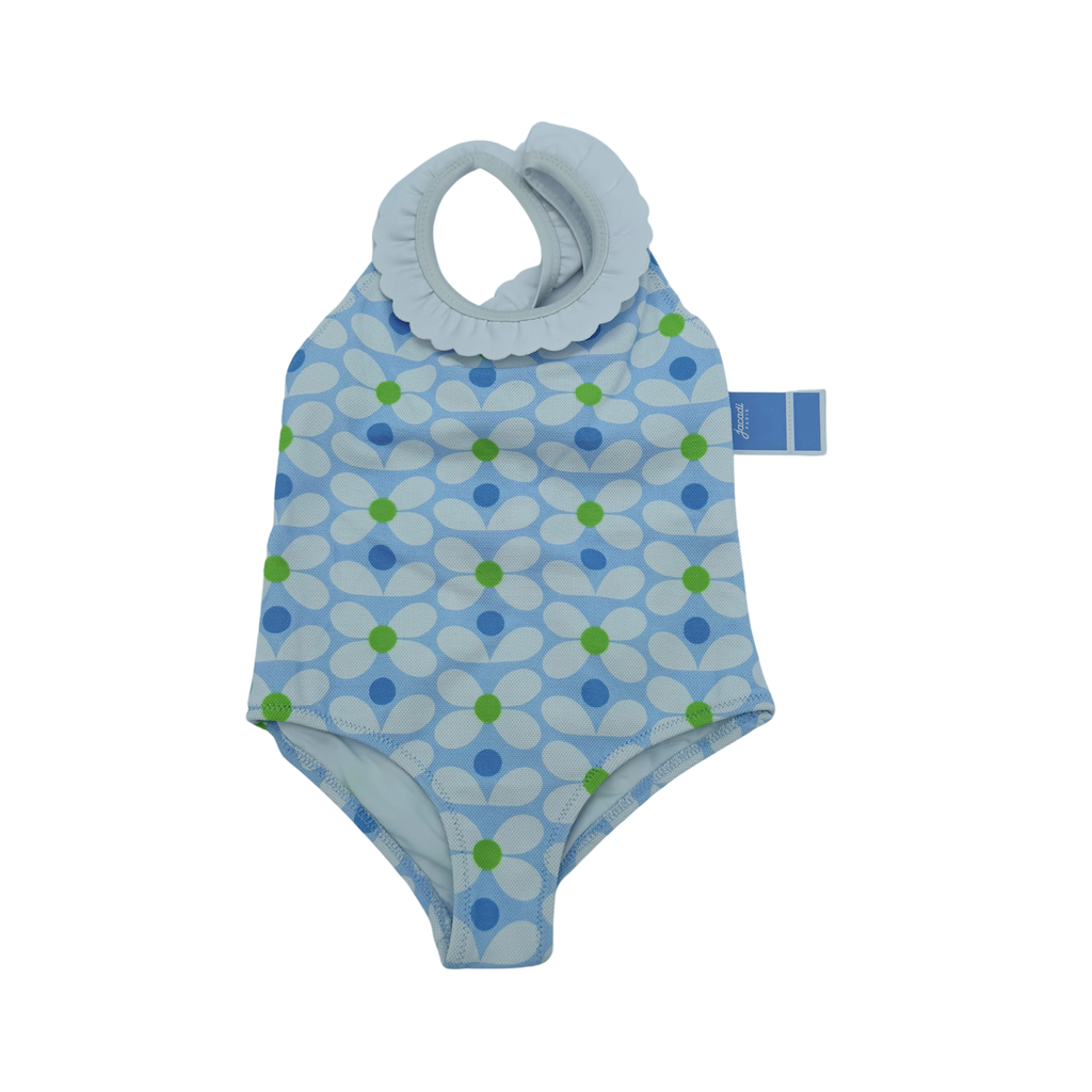 Maillot de bain une pièce bleu imprimé fleurs — 12 mois
