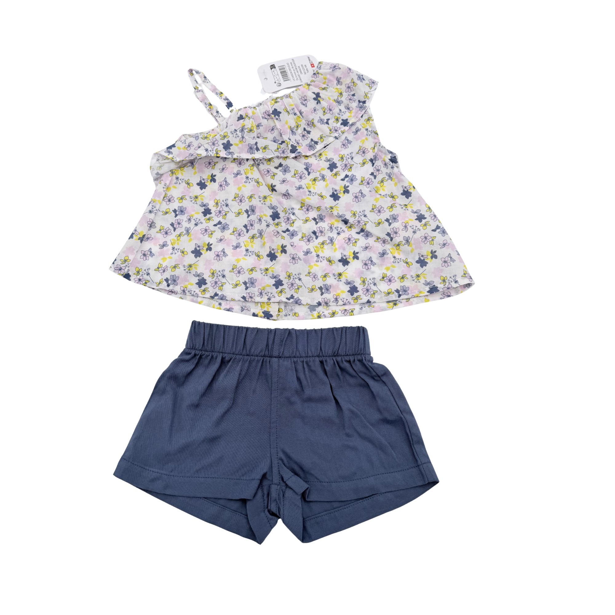 Ensemble blouse fleurie et short - 6 mois