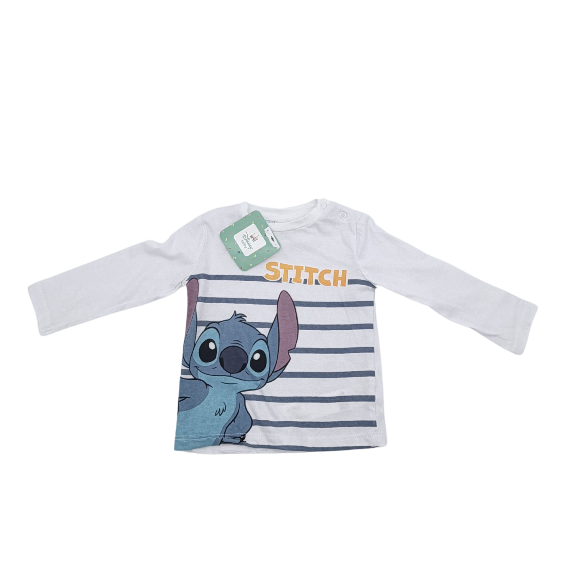 T-shirt manches longues blanc Stitch — 12 mois
