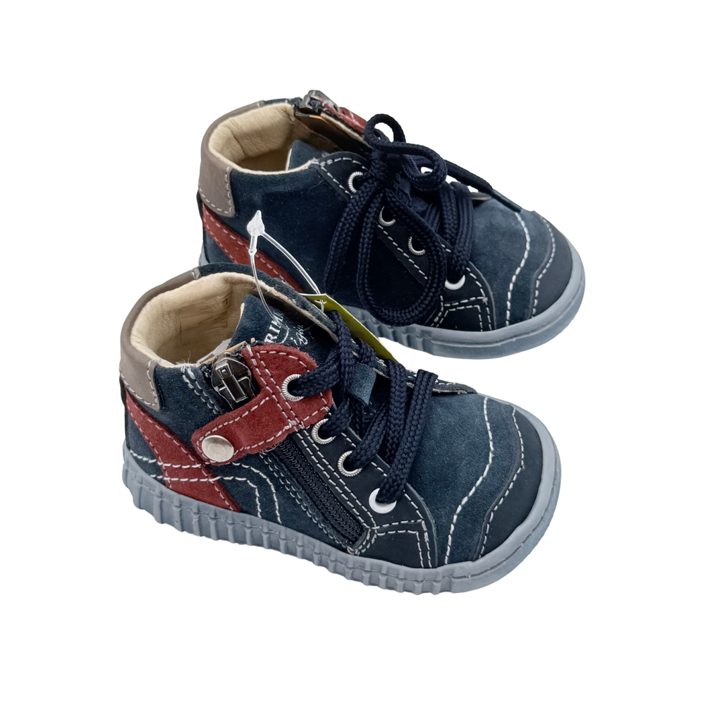 Baskets montantes bleu marine et bordeaux à lacets - 18