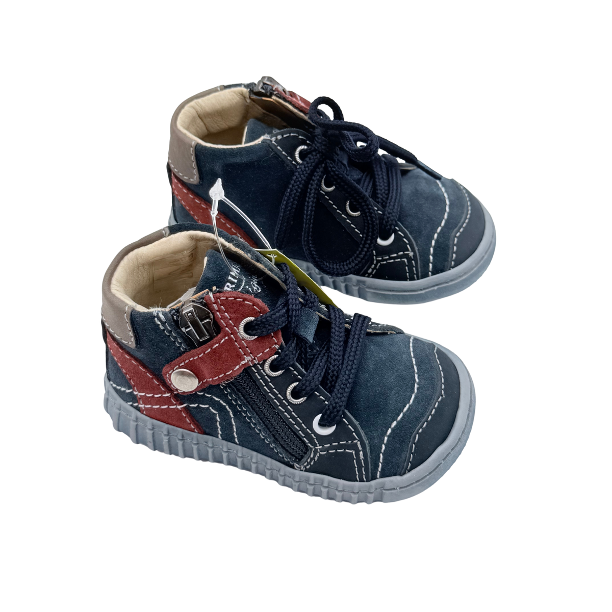 Baskets montantes bleu marine et bordeaux à lacets - 18