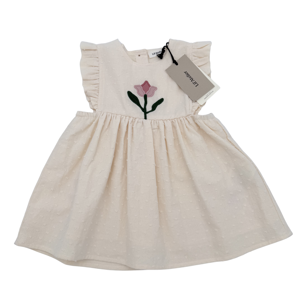Robe plumetis écrue — 6-9 mois
