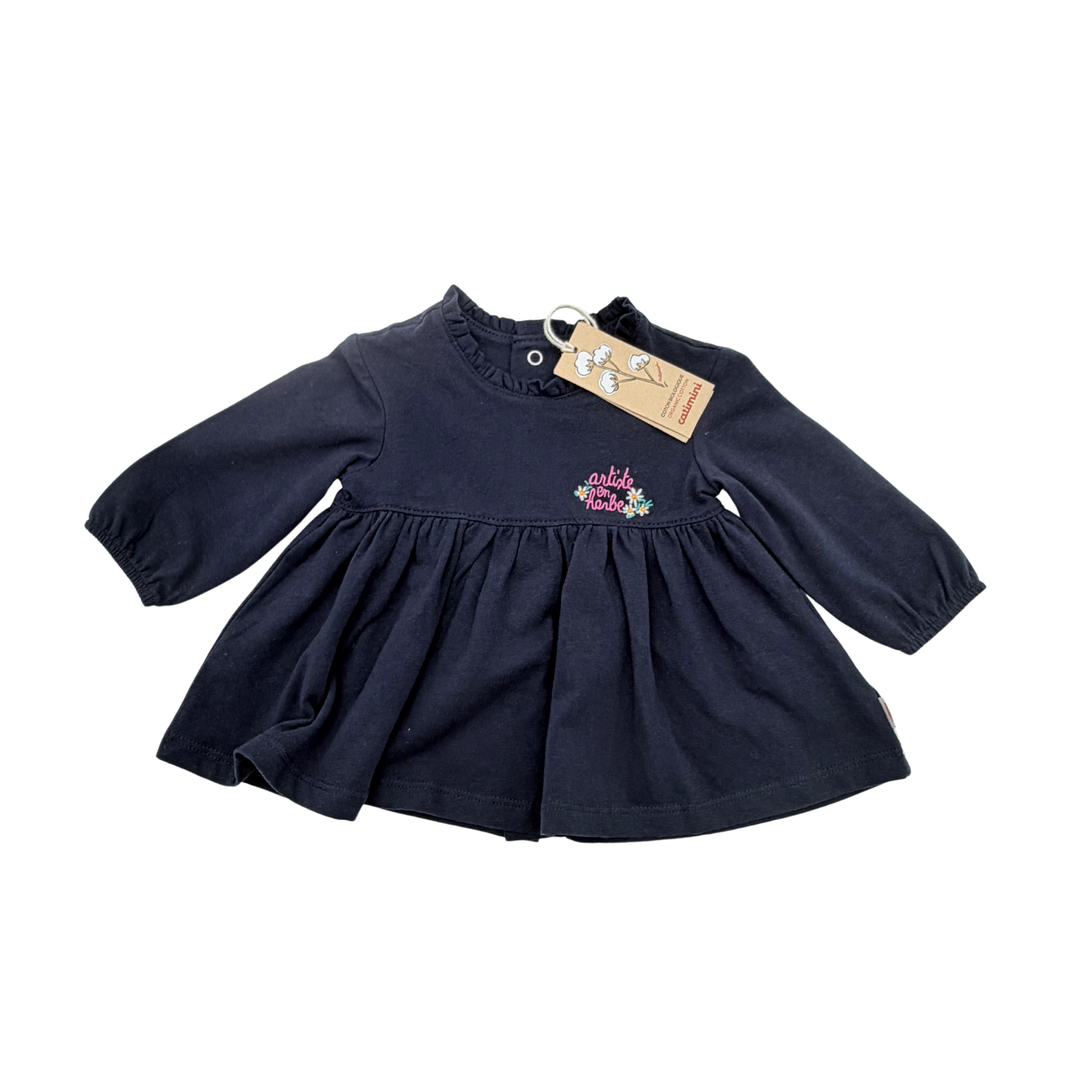 Robe bleu marine brodée — 6 mois