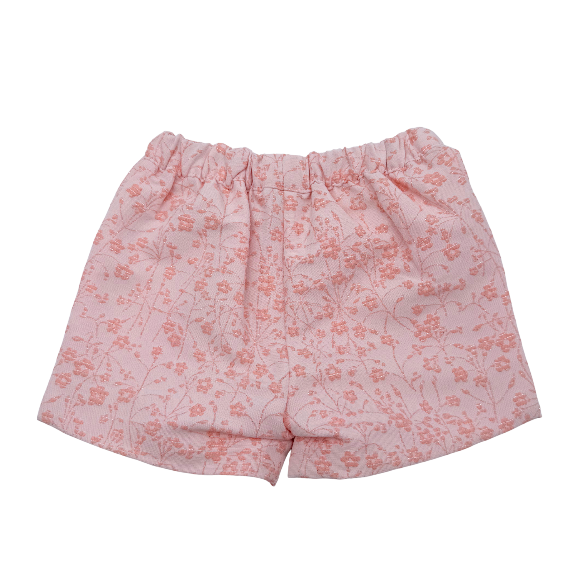 Short bébé fille rose à motif fleuri ton sur ton - 6 mois