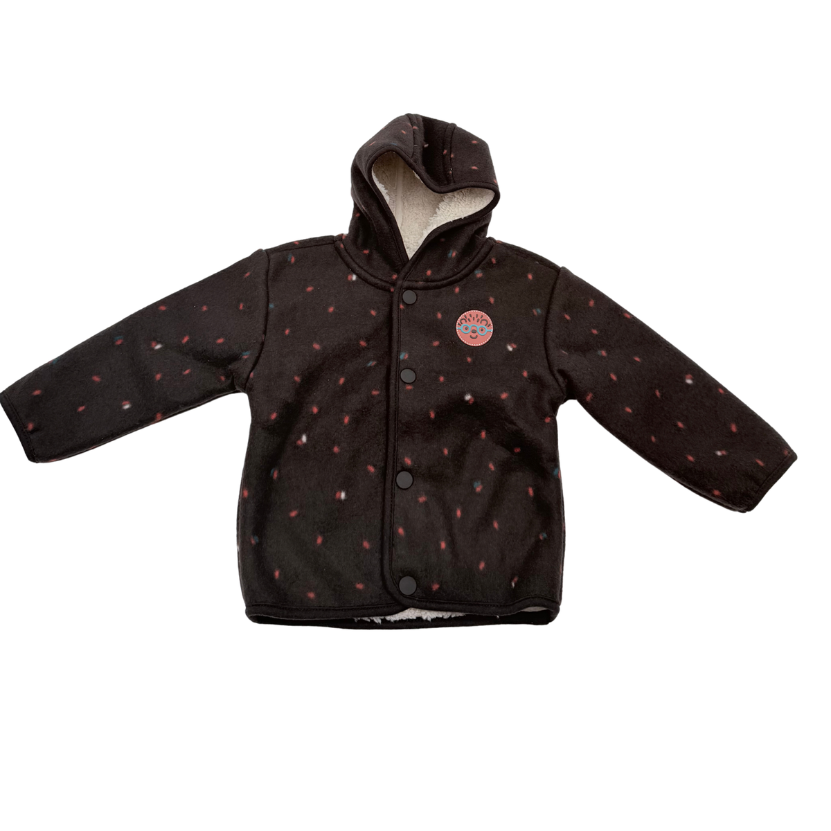 Veste bébé à capuche marron foncé doublée sherpa - 6 mois