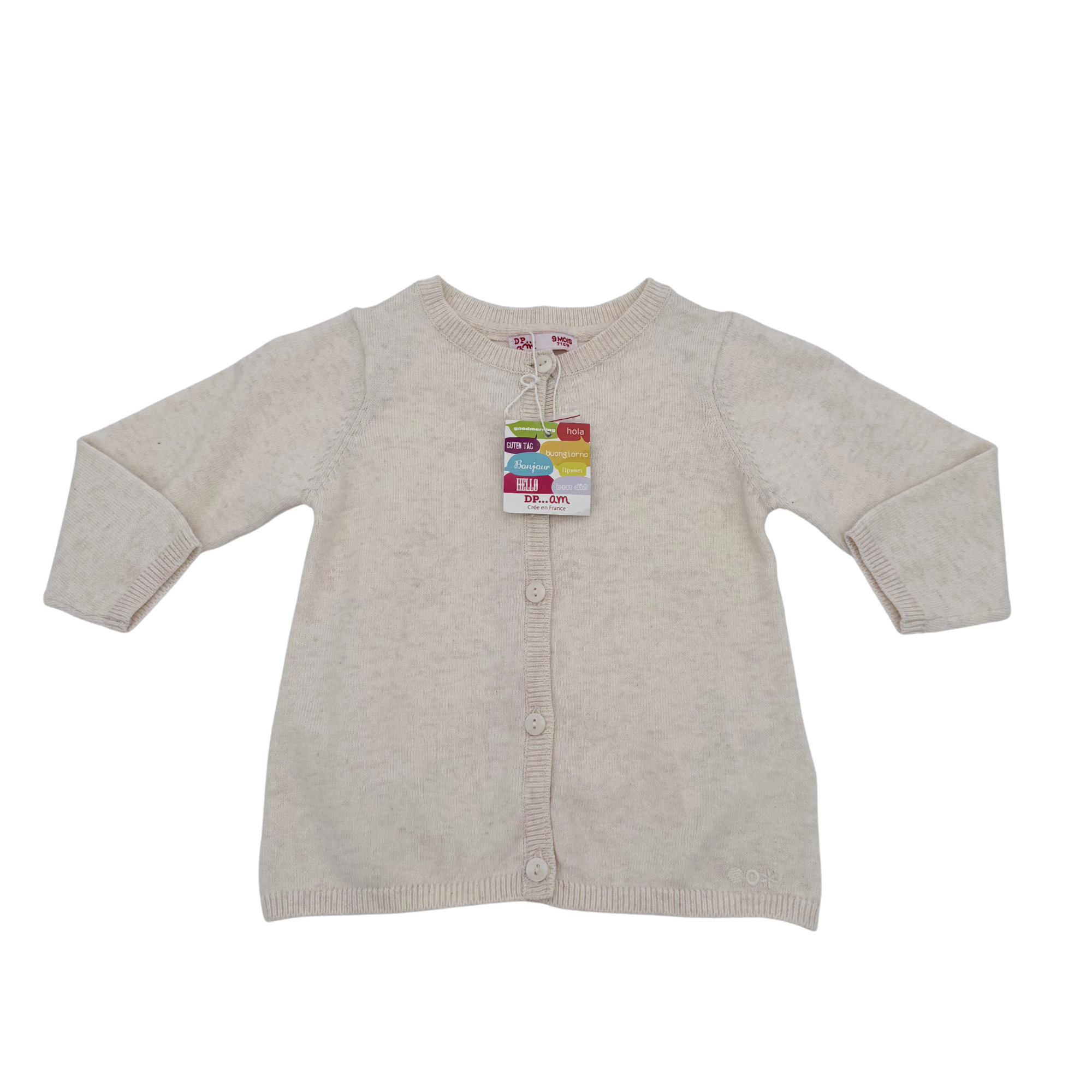 Gilet maille beige chiné — 9 mois