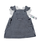 Robe salopette à carreaux marine et blanc avec t-shirt — 0-3 mois