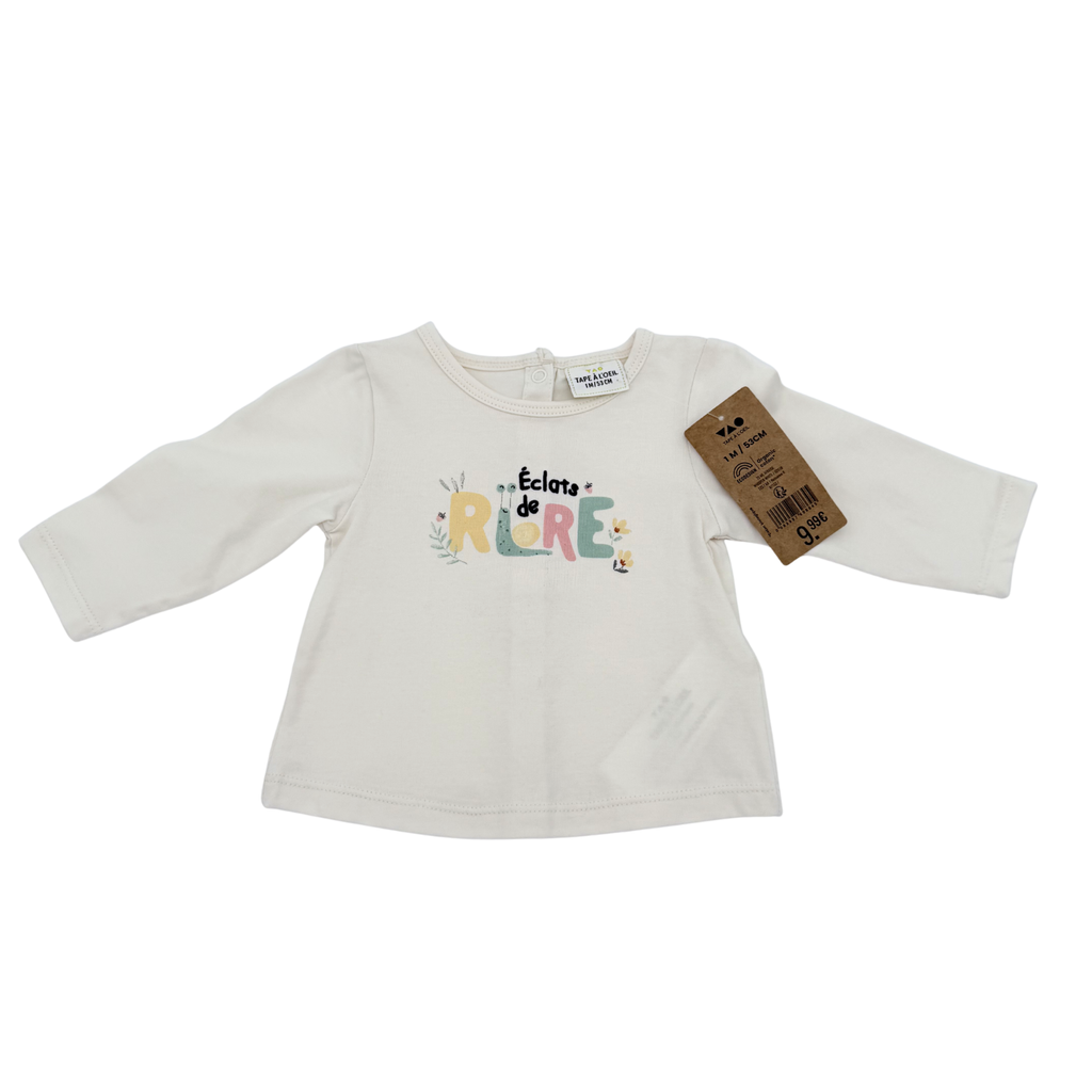 T-shirt écru “Éclats de rire” — 1 mois